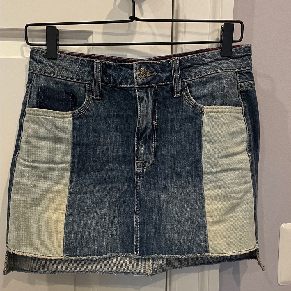 Cello Blue and Cream Mini Skirt